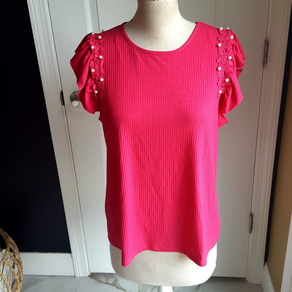NEW! 80 PARK LACE & PEARL Embellished TOP